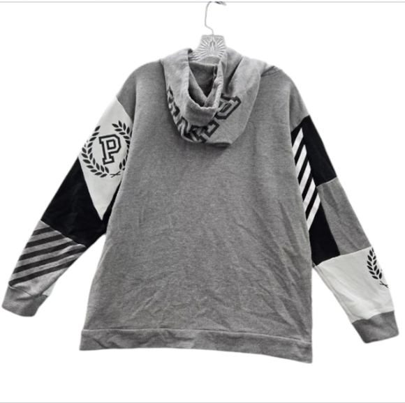 PINK VS Pullover Colorblock 86 Hoodie Gray, Blk & White htf - Picture 8 of 8